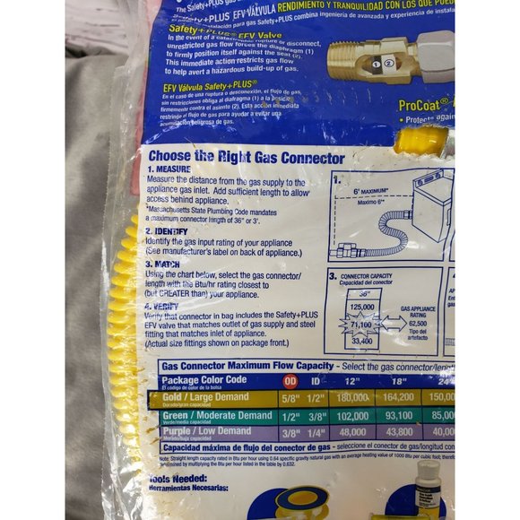 BrassCraft 48-in 1/2-in FIP Inlet x 5/8-in OD Outlet Stainless Steel Gas Connect - Picture 4 of 11